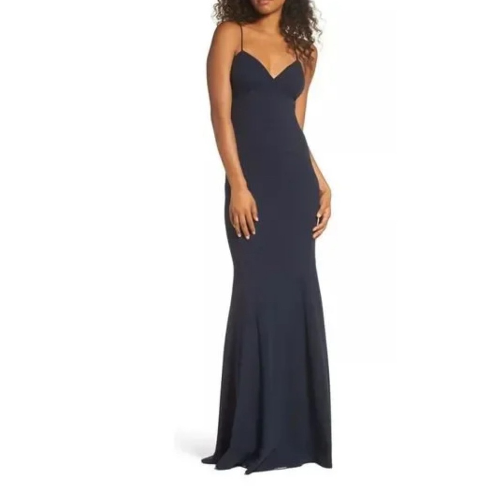 NWOT Katie May Women’s Navy Blue Luna Sleeveless Gown Size 10